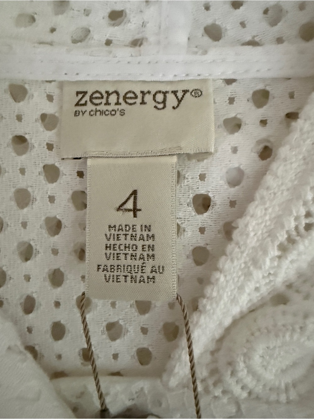 NWT Chico’s Zenergy Eyelet Hooded Anorak Jacket, Optic White, XXL/20; $129 - Picture 13 of 15